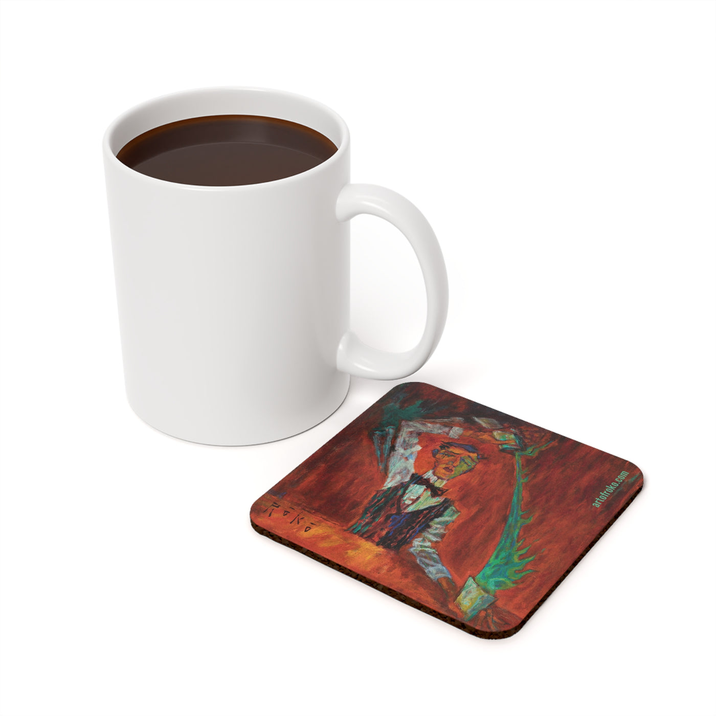 "Blue Blazer" by Tony Roko Cork Back Coaster