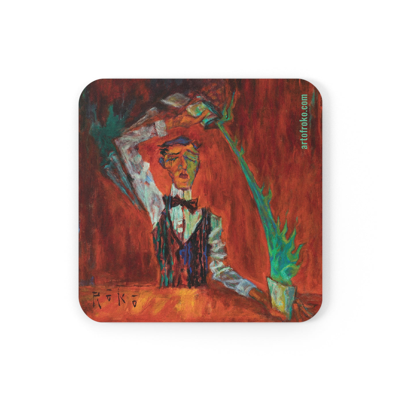 "Blue Blazer" by Tony Roko Cork Back Coaster